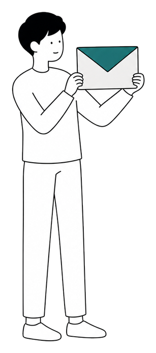 封筒を手に持って差し出している人のイラスト